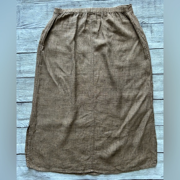 Flax 100% linen brown long skirt size large - Picture 6 of 10
